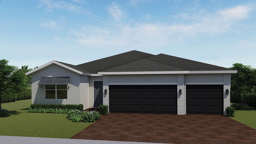 Representative exterior photo of a completed home built from the Destin by D.R. Horton in Aspen Estates, Homestead, FL (Image 2). Representative exterior photo of a completed home built from the Destin by D.R. Horton in Aspen Estates, Homestead, FL (Image 2).