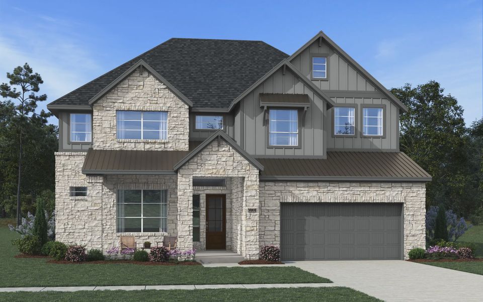 Representative exterior photo of a completed home built from the Waterloo by Chesmar Homes in Sofi Lakes, Katy, TX (Image 22).