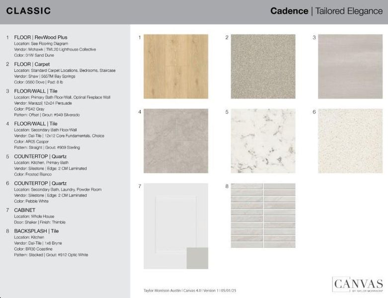 9109 The Ravine Way design selections! This home is currently under construction and selections are subject to change.