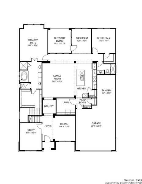 2D floor plan layout of this home in Haby Hill 60s, San Antonio, TX (Image 3).