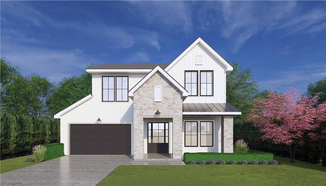 Front exterior of a new home in , Orlando, FL, highlighting curb appeal (Image 1).