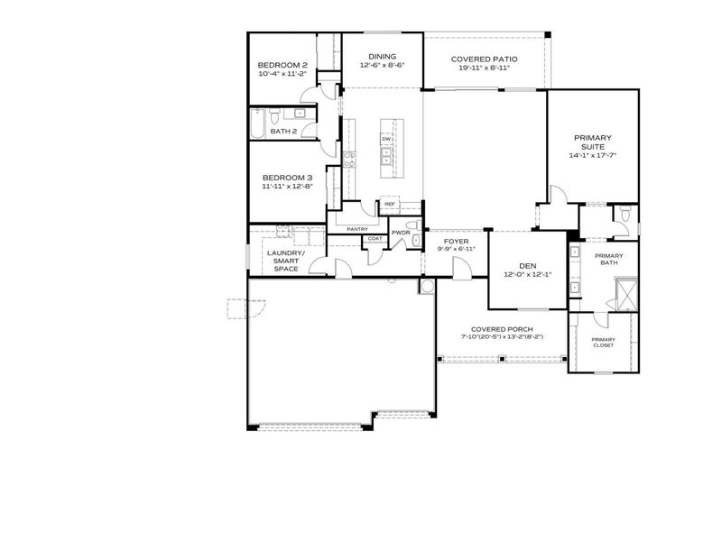 2D floor plan layout of this home in Westwood, Prescott, AZ (Image 2).