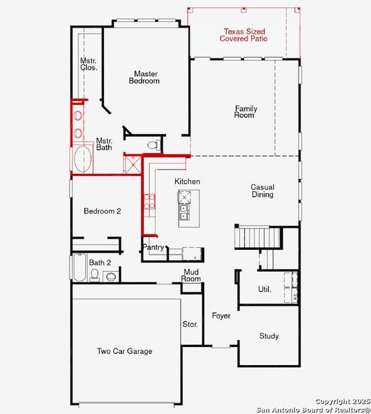 2D floor plan layout of this home in Foxbrook, Cibolo, TX (Image 5).
