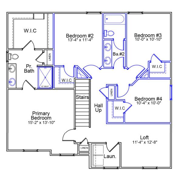 2D floor plan layout of this home in Scotts Hill Village, Wilmington, NC (Image 3).
