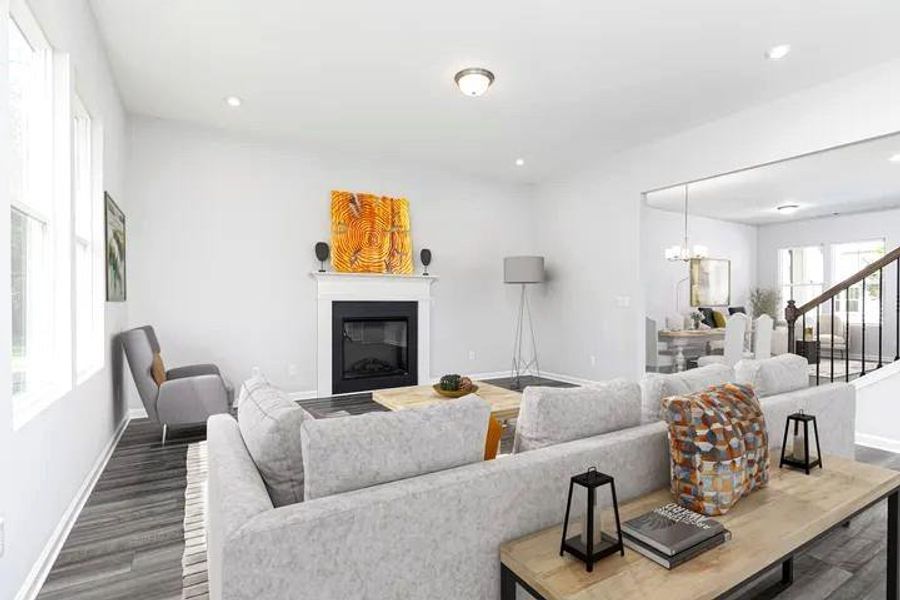 Furnished interior view inside a new home in The Beacon at Old Peachtree Single Family Homes, Lawrenceville (Image 6). Furnished interior view inside a new home in The Beacon at Old Peachtree Single Family Homes, Lawrenceville (Image 6).