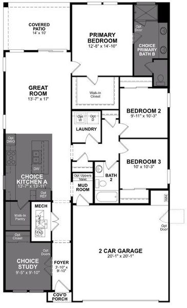 2D floor plan layout of this home in Willows at Bella Vista Farms, San Tan Valley, AZ (Image 4).