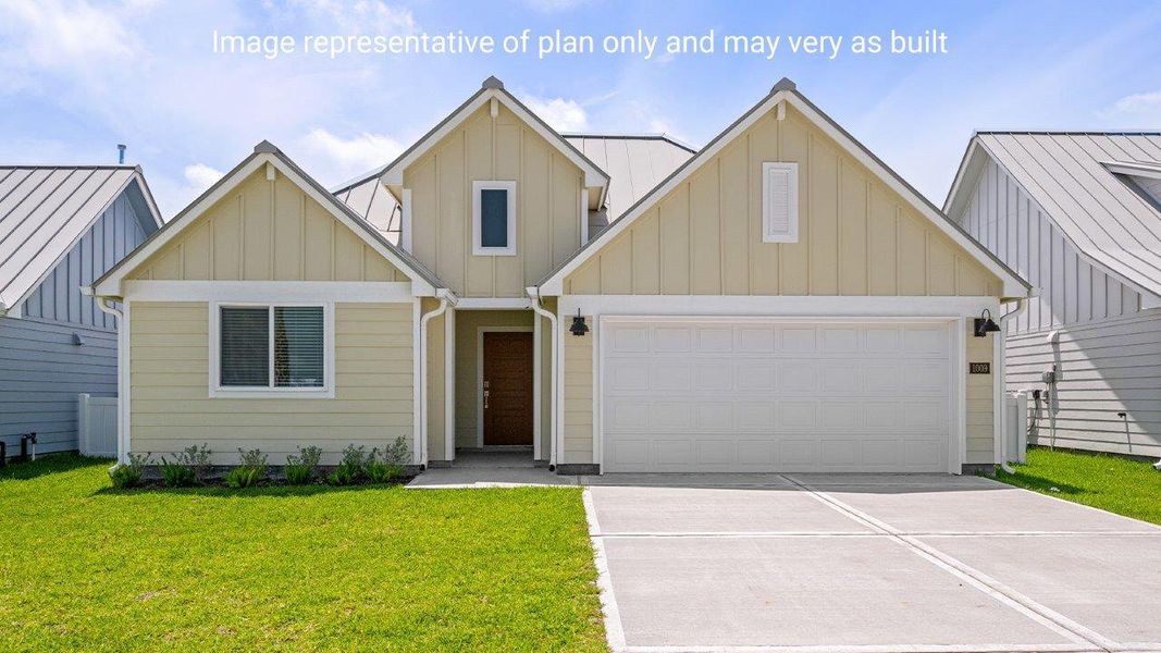 Representative exterior photo of a completed home built from the Mustang by D.R. Horton in The Islands of Rockport, Rockport, TX (Image 1).