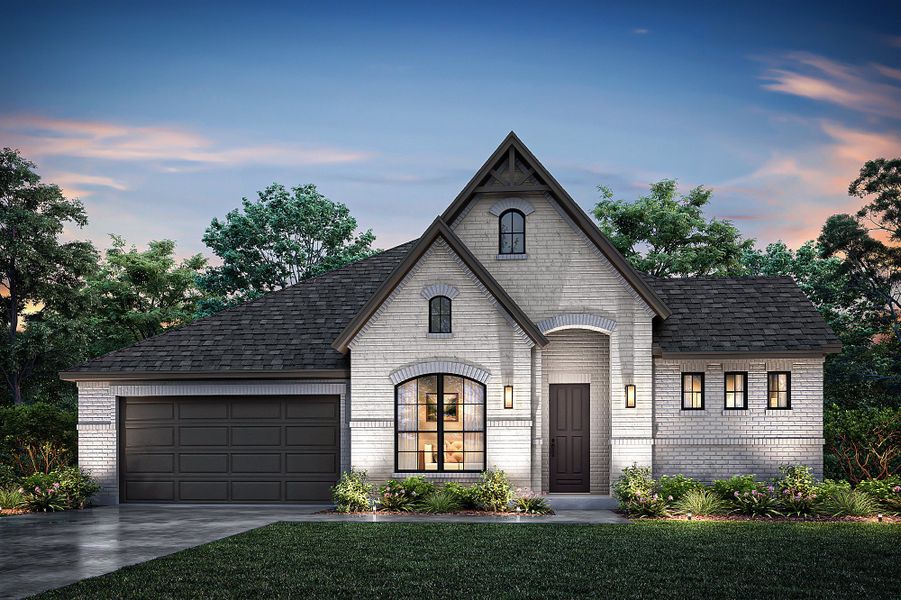 Front exterior of a new home in Panchasarp Farms, Burleson, TX, highlighting curb appeal (Image 1). Front exterior of a new home in Panchasarp Farms, Burleson, TX, highlighting curb appeal (Image 1).