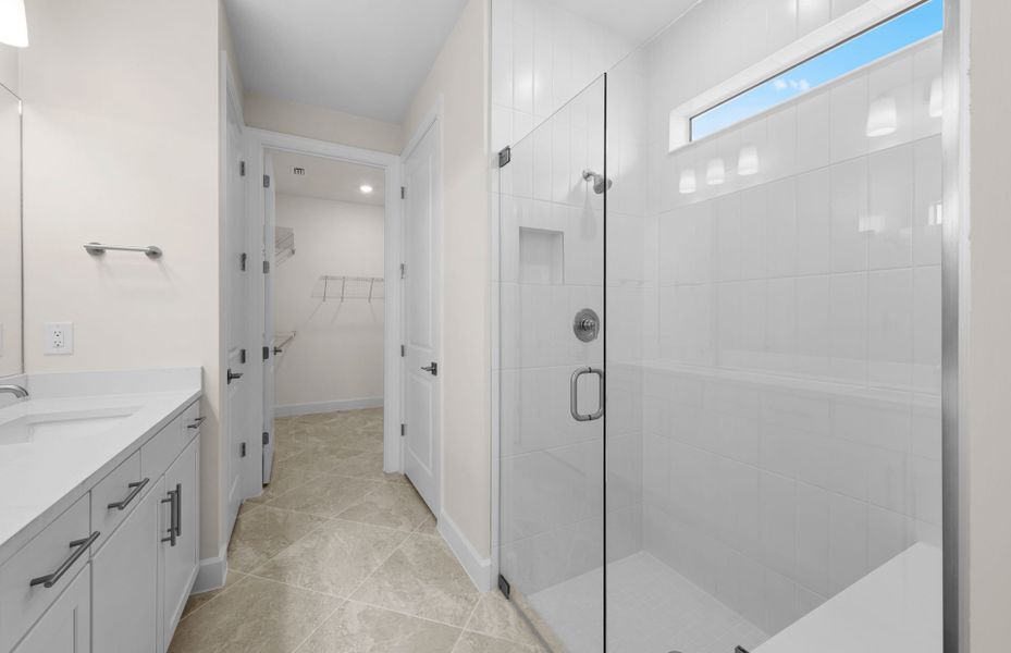 Spacious shower in owner's bathroom