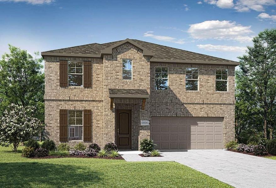 Front exterior of a new home in Discovery Collection at View at the Reserve, Mansfield, TX, highlighting curb appeal (Image 7).