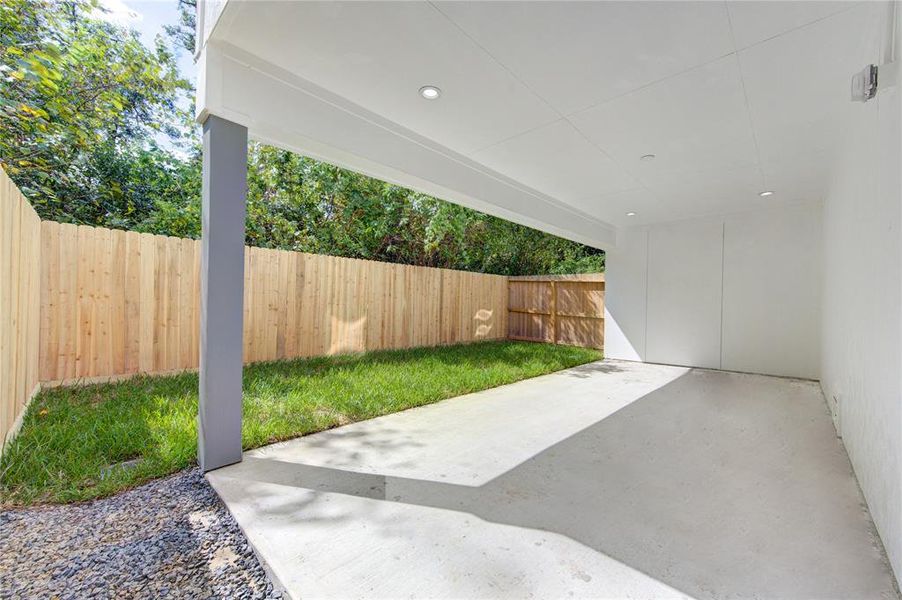 Covered Patio and private yard.