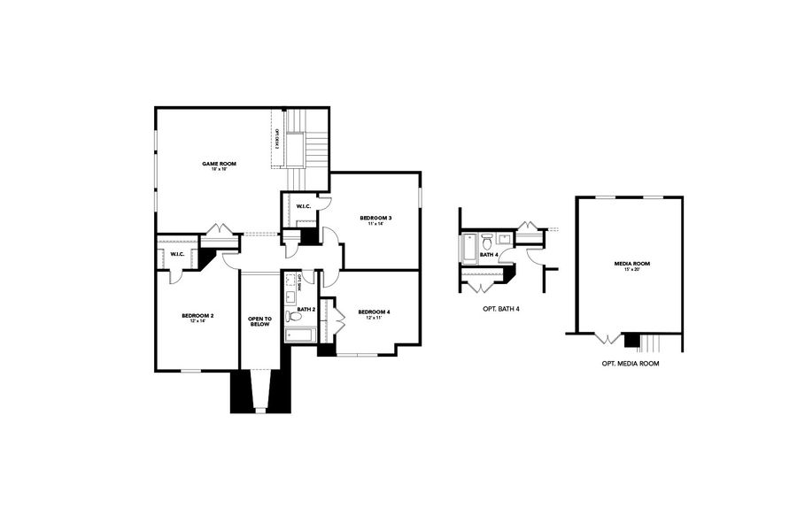 2D floor plan layout for the Rosewood by DRB Homes in The Crossvine, Schertz, TX (Image 4). 2D floor plan layout for the Rosewood by DRB Homes in The Crossvine, Schertz, TX (Image 4).