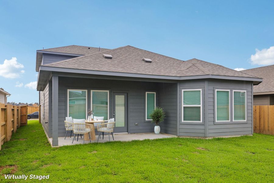 Exterior details and patio area of a home in Riviera Pines - Premier Series, Huffman (Image 20).