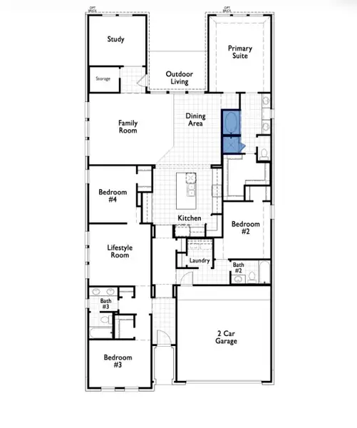 2D floor plan layout for the Newport by Highland Homes in Monterra, Rockwall, TX (Image 3).