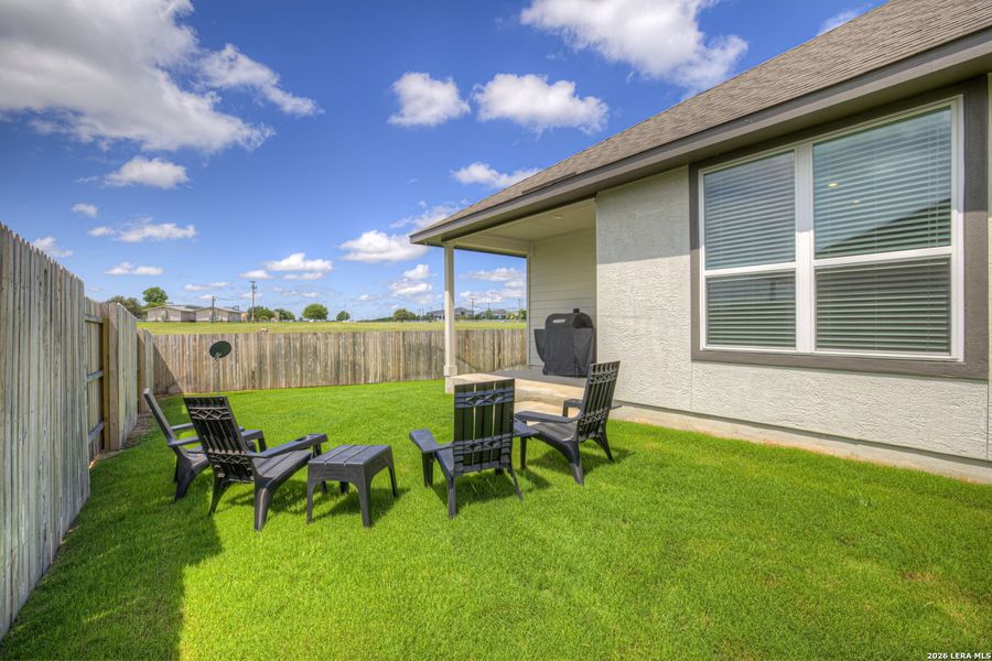 Exterior details and patio area of a home in August Fields, New Braunfels (Image 3).