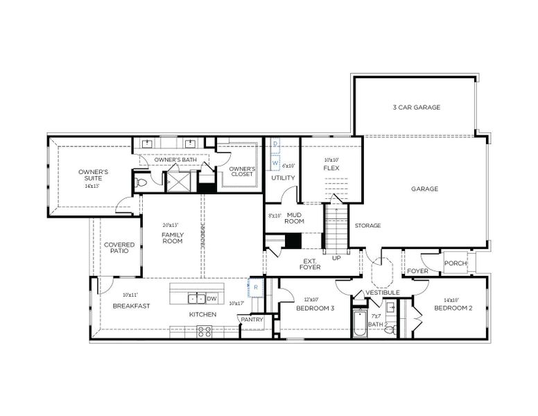 2D floor plan layout for the Camden by Tricoast Homes in River Ranch 55', Dayton, TX (Image 3). 2D floor plan layout for the Camden by Tricoast Homes in River Ranch 55', Dayton, TX (Image 3).