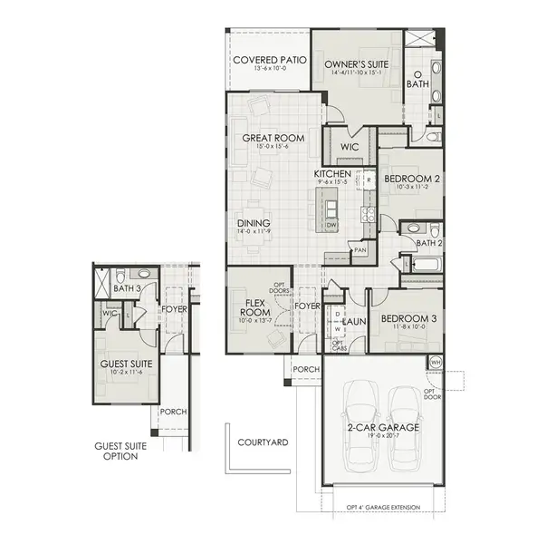 2D floor plan layout for the 1685 by Homes by Towne in Laveen Vistas III, Laveen, AZ (Image 3). 2D floor plan layout for the 1685 by Homes by Towne in Laveen Vistas III, Laveen, AZ (Image 3).