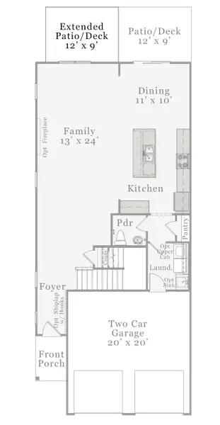 2D floor plan layout for the Bowen by McKee Homes in Bedford, Raeford, NC (Image 14).