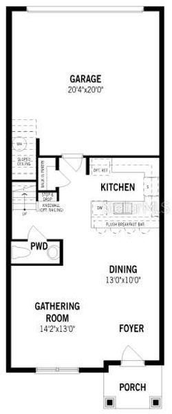 2D floor plan layout of this home in Gardenia Reserve, Apopka, FL (Image 5).