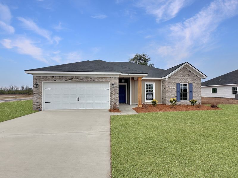 Front exterior of a new home in Tibet Road at Sassafras, Allenhurst, GA, highlighting curb appeal (Image 1). Front exterior of a new home in Tibet Road at Sassafras, Allenhurst, GA, highlighting curb appeal (Image 1).