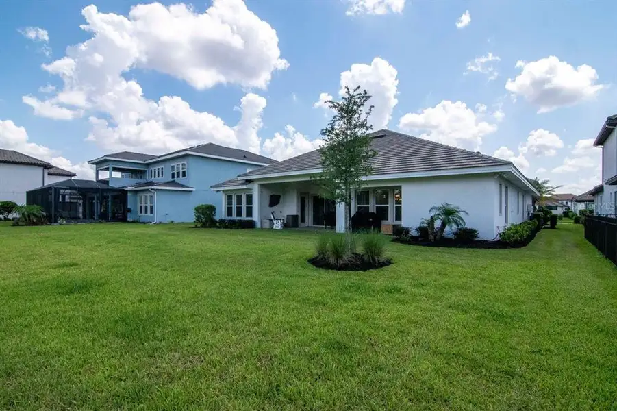 Exterior details and patio area of a home in River's Edge, Wesley Chapel (Image 4).
