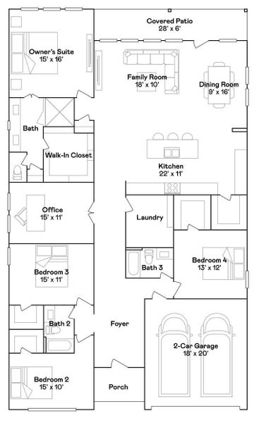 2D floor plan layout of this home in Anniston, Katy, TX (Image 2).