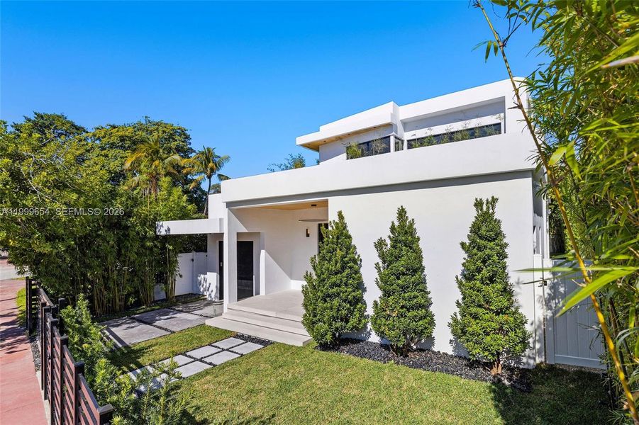 Exterior details and patio area of a home in , Miami Beach (Image 28). Exterior details and patio area of a home in , Miami Beach (Image 28).