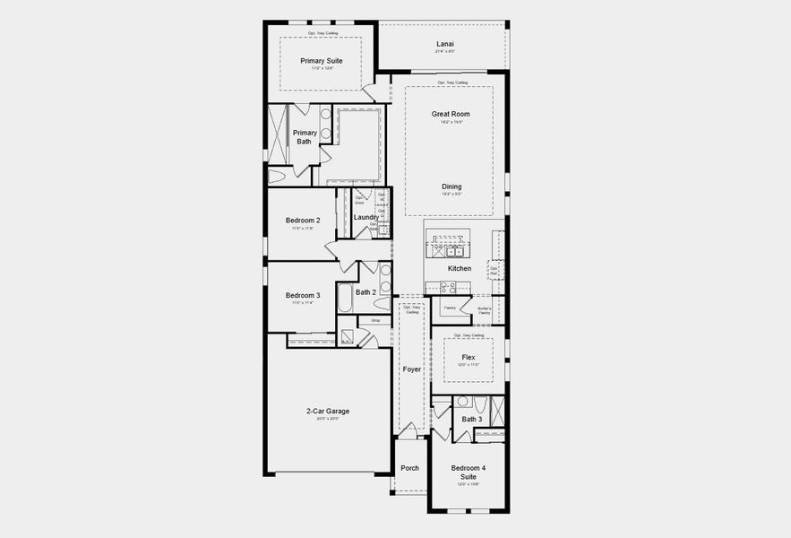 2D floor plan layout for the Longboat by Taylor Morrison in Westview, Poinciana, FL (Image 3).