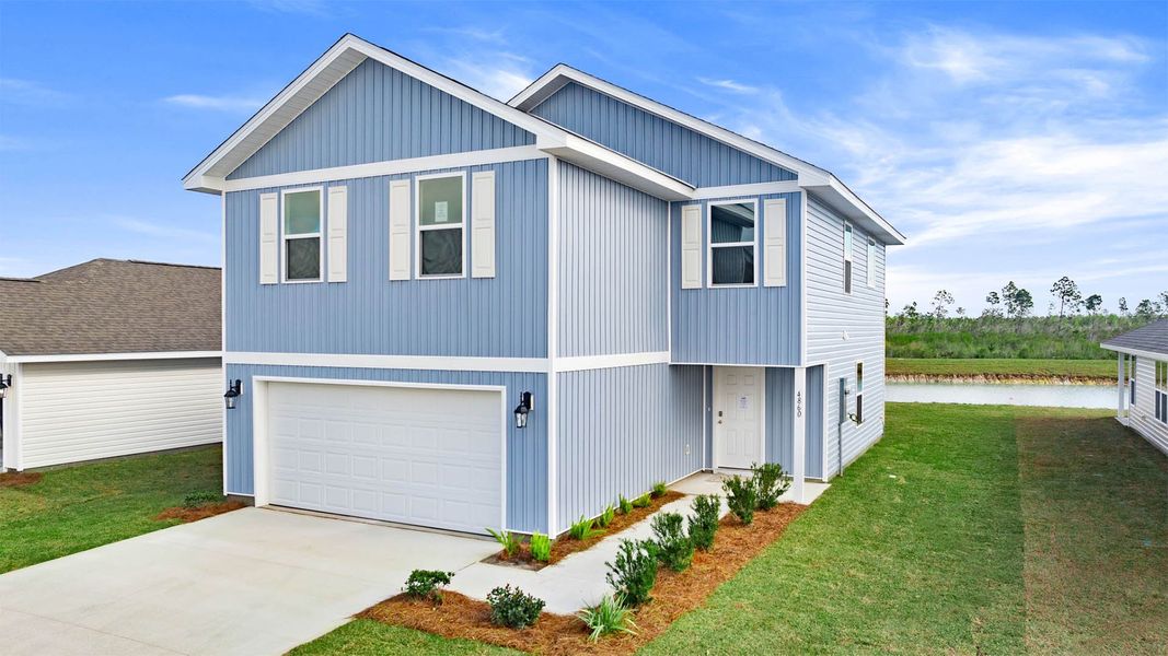 Front exterior of a new home in Titus Park, Panama City, FL, highlighting curb appeal (Image 1). Front exterior of a new home in Titus Park, Panama City, FL, highlighting curb appeal (Image 1).