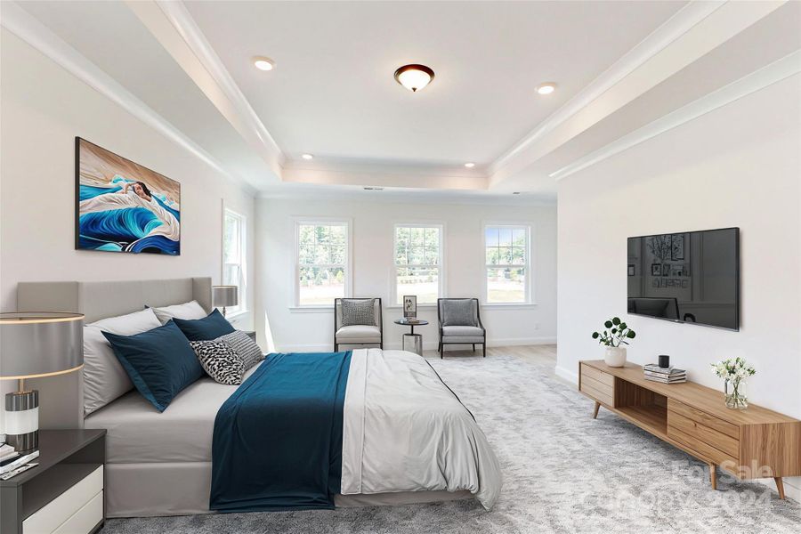 Owners bedroom shown with virtual staging