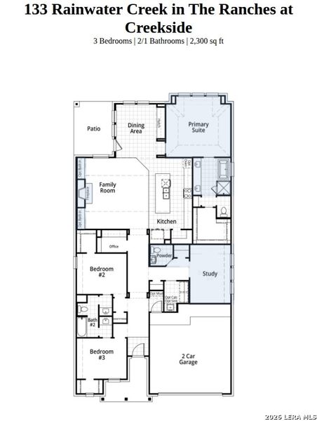 2D floor plan layout of this home in The Ranches at Creekside, Boerne, TX (Image 2).