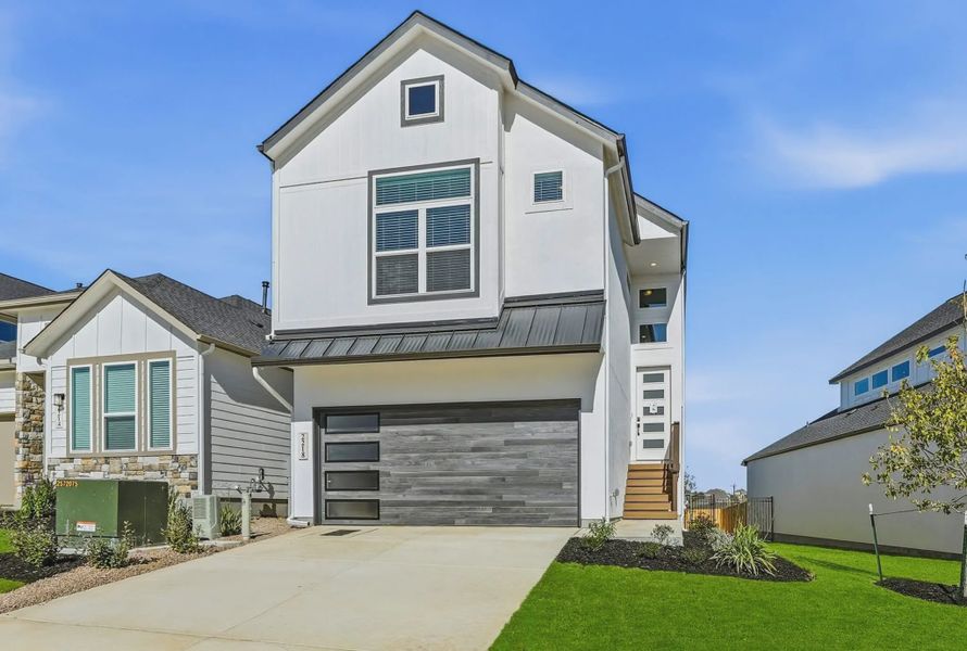 Representative exterior photo of a completed home built from the Apollo by Chesmar Homes in Prominence Urban, San Antonio, TX (Image 21).