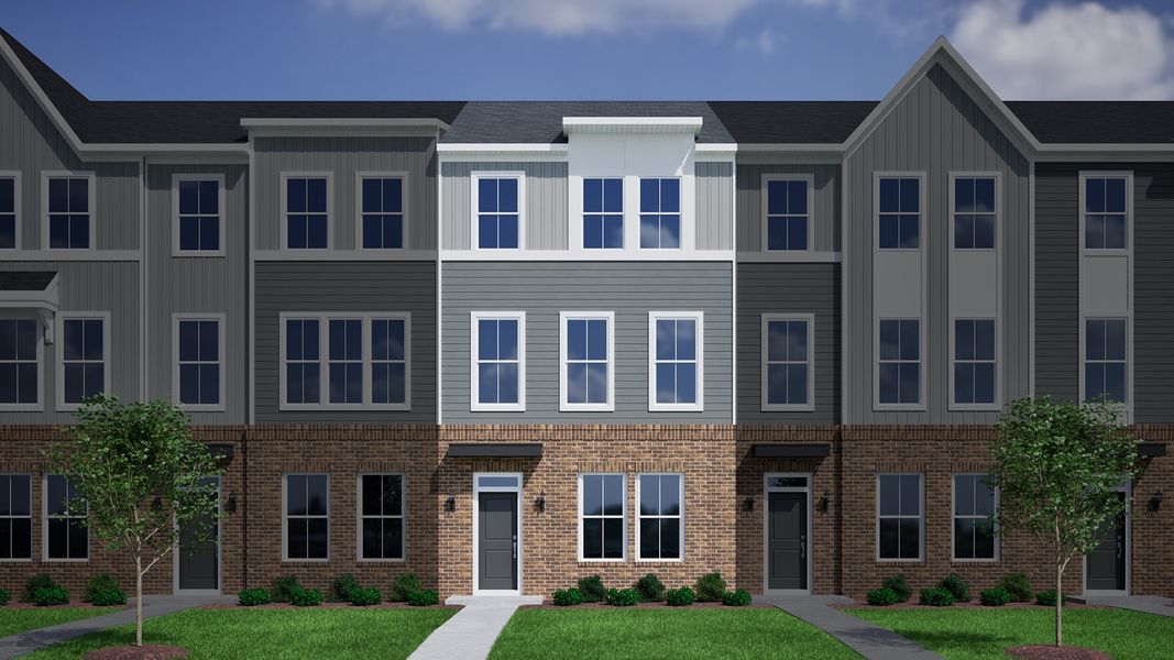 Representative exterior photo of a completed home built from the Daphne 3-Story 2-Car Garage - Vanguard Collection by Mungo Homes in Avenue One, Castle Hayne, NC (Image 17). Representative exterior photo of a completed home built from the Daphne 3-Story 2-Car Garage - Vanguard Collection by Mungo Homes in Avenue One, Castle Hayne, NC (Image 17).