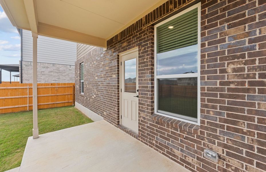 Exterior details and patio area of a home in Crosswinds, Kyle (Image 10). Exterior details and patio area of a home in Crosswinds, Kyle (Image 10).