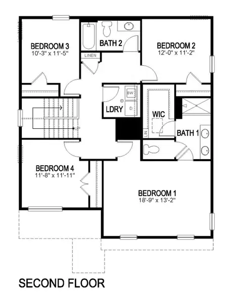 2D floor plan layout of this home in Ridge at Johnstown, Johnstown, CO (Image 3).