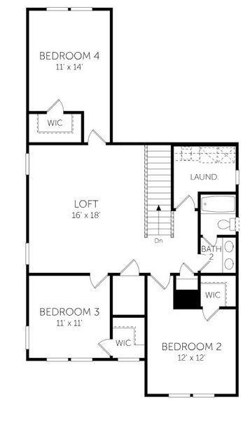 2D floor plan layout for the Branham - Single Family Homes by Dream Finders Homes in Kings River Preserve, Hollywood, SC (Image 7).