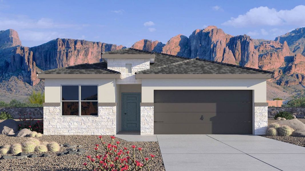 Representative exterior photo of a completed home built from the Harris by D.R. Horton in Desert Moon Estates, Buckeye, AZ (Image 19).