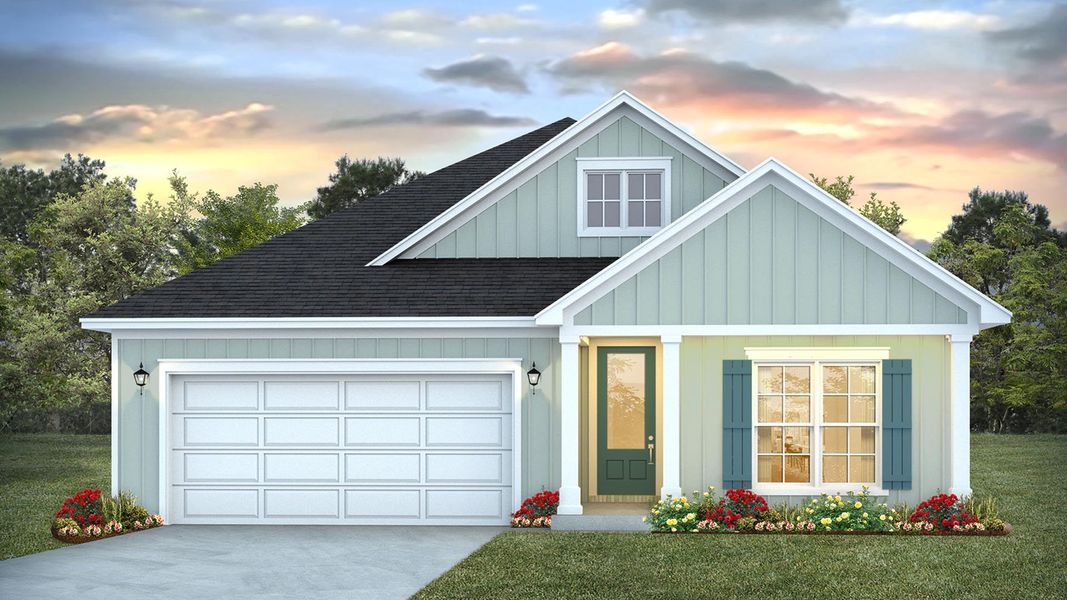 Front exterior of a new home in Breakfast Point East Phase II, Panama City Beach, FL, highlighting curb appeal (Image 1). Front exterior of a new home in Breakfast Point East Phase II, Panama City Beach, FL, highlighting curb appeal (Image 1).