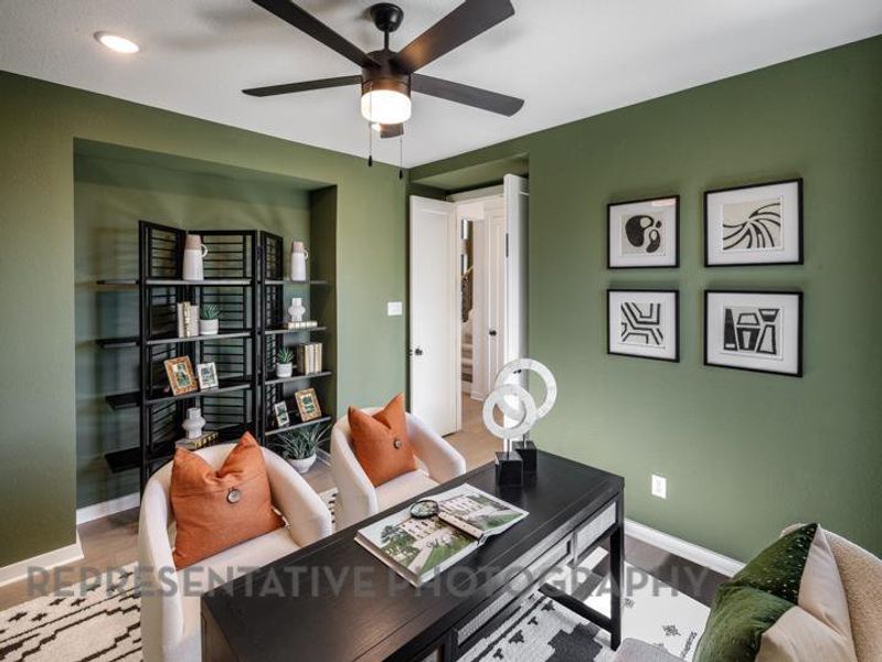 Office featuring baseboards and a ceiling fan Office featuring baseboards and a ceiling fan