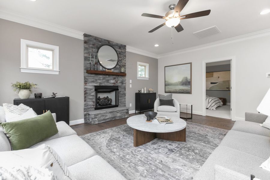 Representative furnished interior of a home built from the Hanover Lux by Keystone Homes NC in Weybridge, Burlington (Image 11).