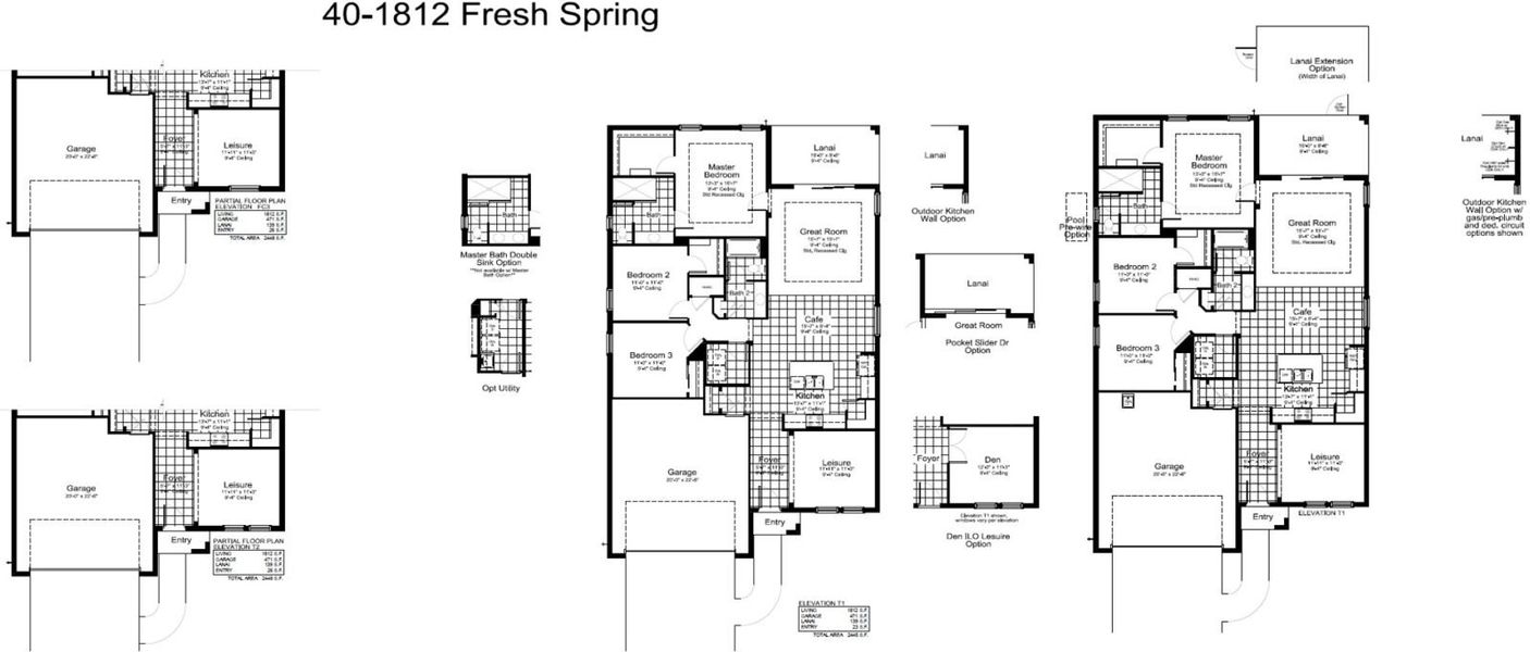 2D floor plan layout for the Fresh Spring by Neal Communities in Boca Royale Golf & Country Club at Wellen Park, Englewood, FL (Image 5).