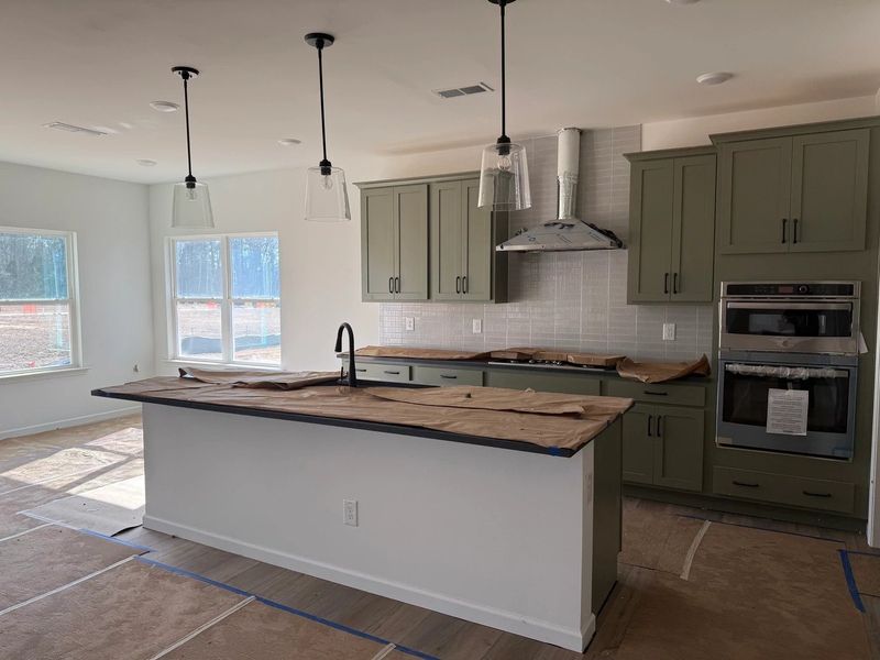 Kitchen featuring the AW Collection® Rosemary - Matte black, light wood, and garden-inspired style.