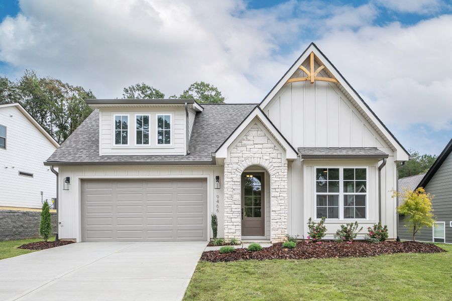 Front exterior of a new home in Timberlee, Ooltewah, TN, highlighting curb appeal (Image 1). Front exterior of a new home in Timberlee, Ooltewah, TN, highlighting curb appeal (Image 1).