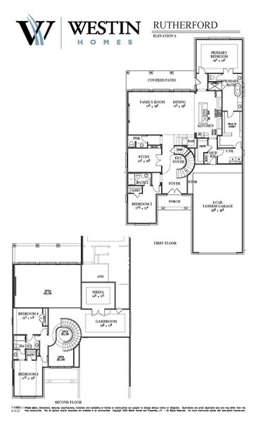 2D floor plan layout for the The Rutherford by Westin Homes in COLTON®, Montgomery, TX (Image 3).