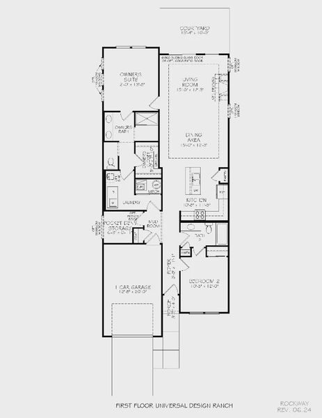 2D floor plan layout for the Rockaway by Epcon Communities in The Courtyards at Oak Grove, Durham, NC (Image 27).