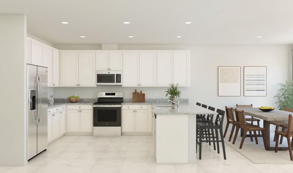 Kitchen with white cabinets