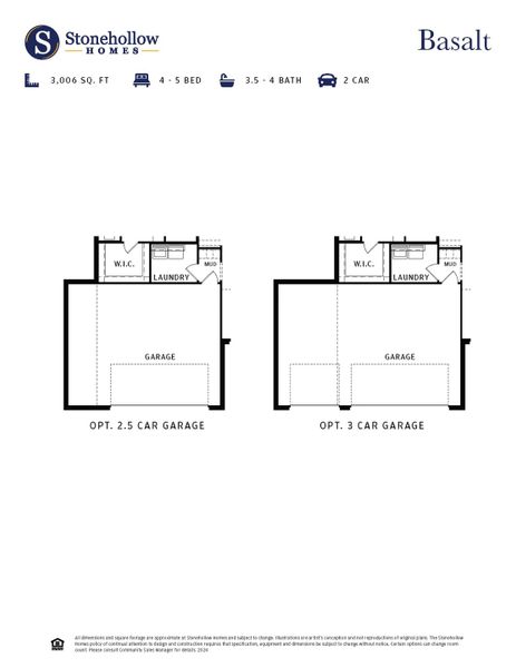 2D floor plan layout for the Basalt by Stonehollow Homes in Meadow Vista, Anna, TX (Image 6).