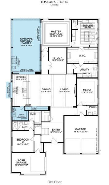 2D floor plan layout for the Toscana by Landon Homes in Fields - Brookside North, Frisco, TX (Image 4). 2D floor plan layout for the Toscana by Landon Homes in Fields - Brookside North, Frisco, TX (Image 4).