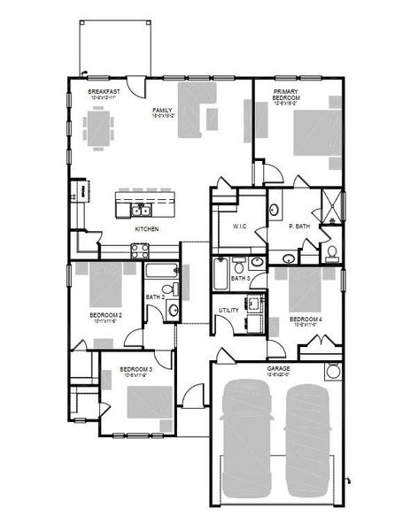 2D floor plan layout of this home in Prairie Winds, Hutto, TX (Image 5).