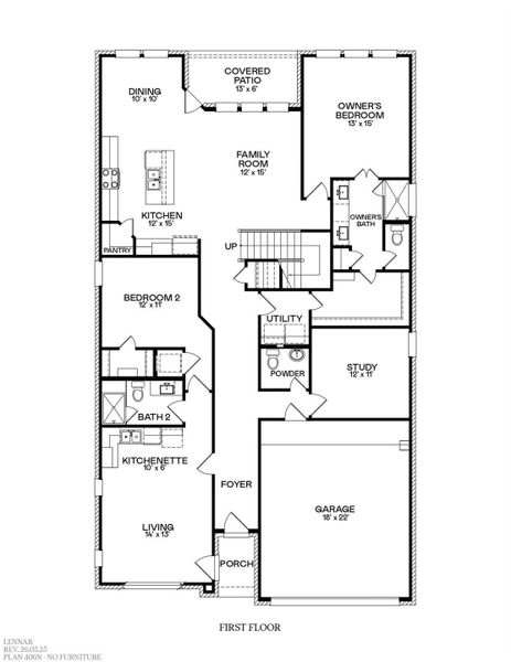 2D floor plan layout of this home in Oakberry Trails, Waller, TX (Image 3).